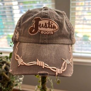 Vintage Justin Boots | Unisex | Ball Cap | distressed barbed wire embroidery